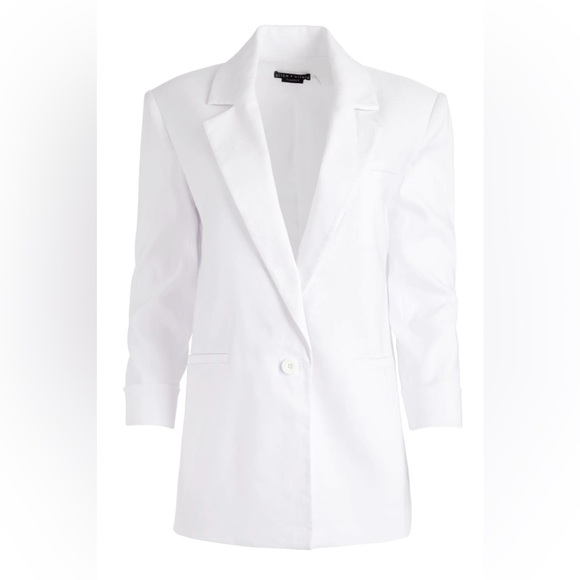 MRSP $595 Alice & Olivia Shan White Linen Blazer - Picture 7 of 12